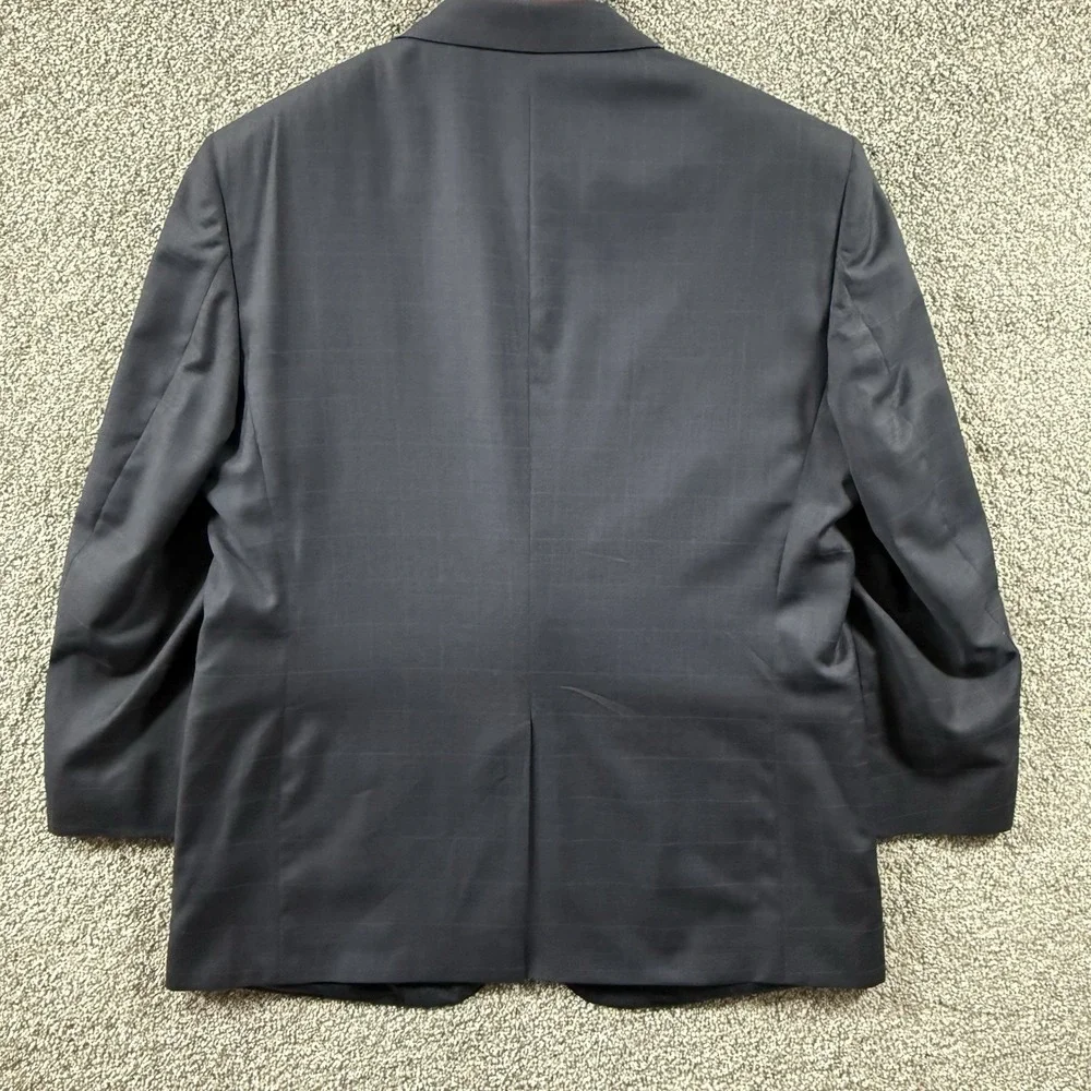 Jos A Bank Signature Gold Gordon 46R Navy 100% Wool Windowpane Sport Coat